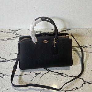 Coach Black Pebbled Leather Satchel with Removable Strap